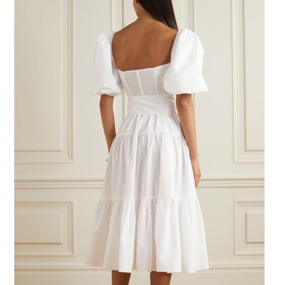 NEW Cara Cara Sydney Midi Cotton Dress - White Puff Sleeve Wedding Event - Picture 12 of 14